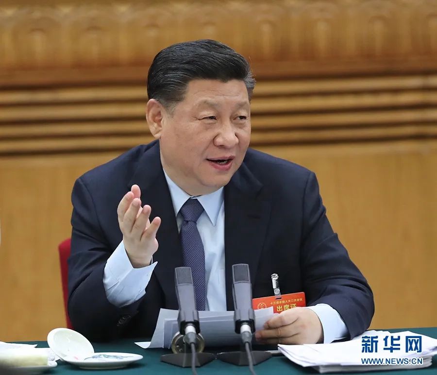 2019年3月7日，習(xí)近平參加十三屆全國(guó)人大二次會(huì)議甘肅代表團(tuán)的審議。新華社記者 鞠鵬 攝